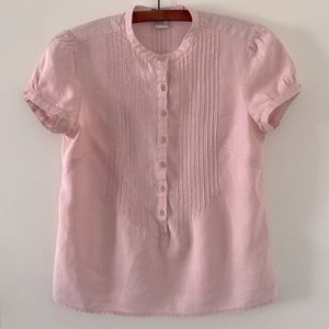 CAROLE LITTLE 100% linen button shirt banded sleeve top